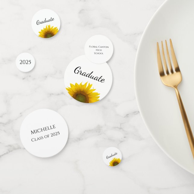 Class of 2025 Yellow Sunflower Graduation   Confetti (Group)
