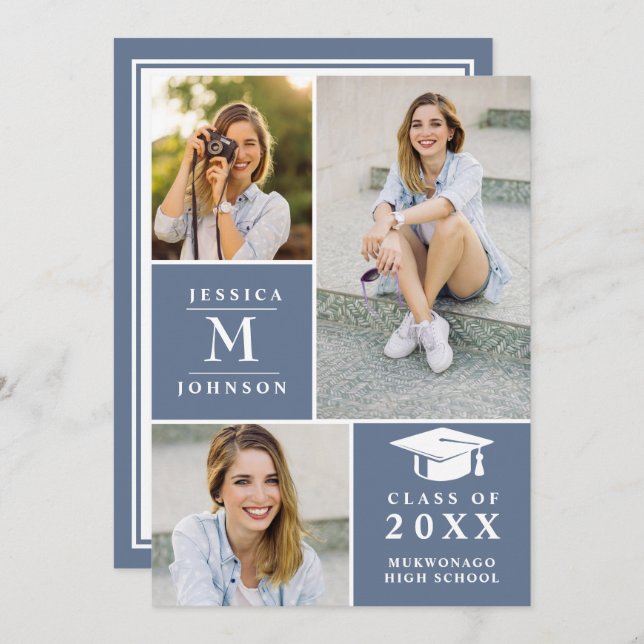 Class of 2026 3 Photos VIRTUAL Graduation Party Invitation (Front/Back)
