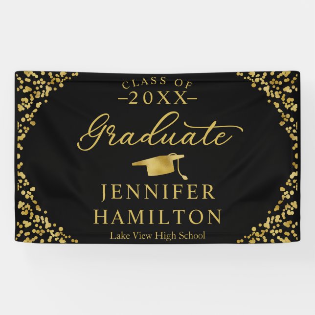 Class of 2026 Black and Gold Graduation Banner (Horizontal)