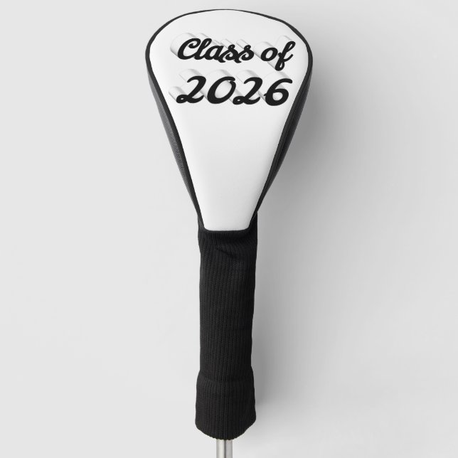Class of 2026 black script graduation  golf head cover (Front)