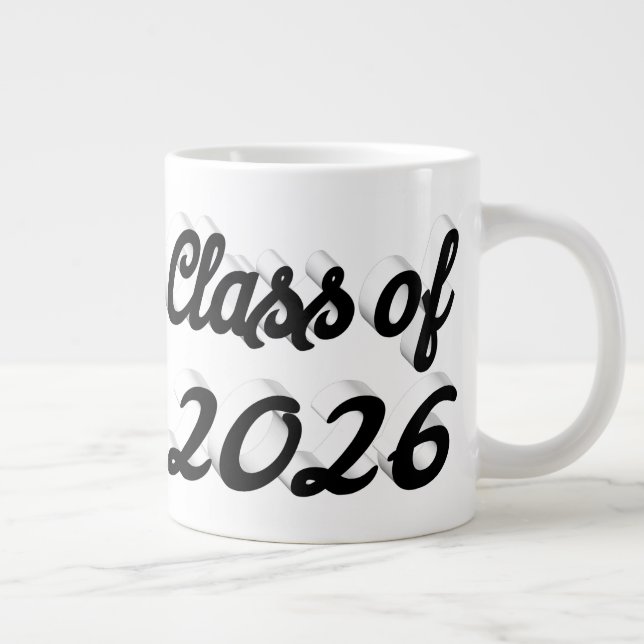 Class of 2026 black script graduation large coffee mug (Right)