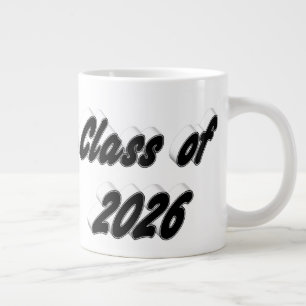 Class of 2026 black typography graduation large coffee mug