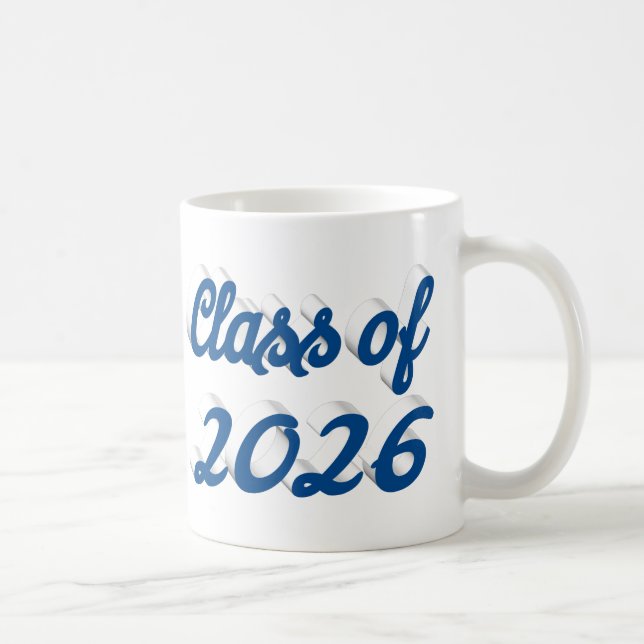 Class of 2026 blue script graduation  coffee mug (Right)