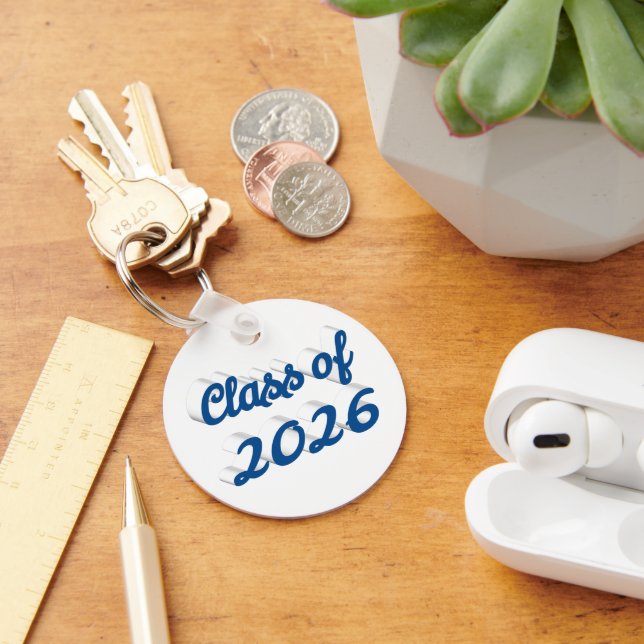 Class of 2026 blue script  graduation  keychain (Desk)