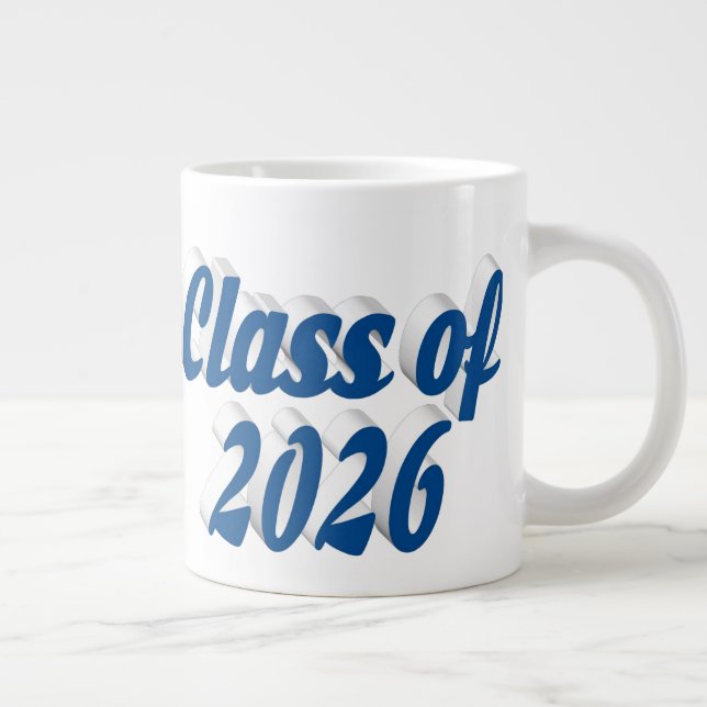 Class of 2026 blue text graduation large coffee mug (Right)
