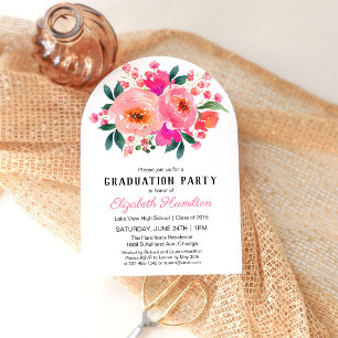 Class of 2026 Bright Pink Floral Grad Invite