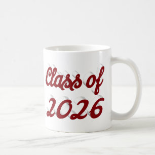 Class of 2026 burgundy script graduation coffee mug