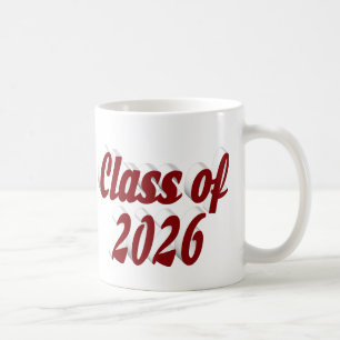 Class of 2026 burgundy text graduation coffee mug