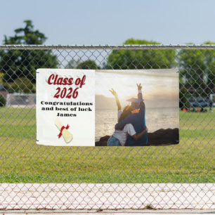 Class of 2026 burgundy text graduation photo  banner