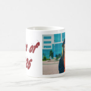 Class of 2026 burgundy typography graduation photo coffee mug