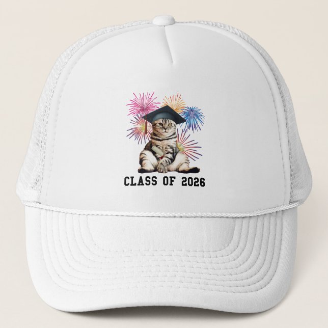 Class Of 2026 Cat Lover Trucker Hat (Front)