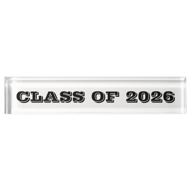 Class of 2026 Clear Black Paperweight by Janz Nameplate (Front)