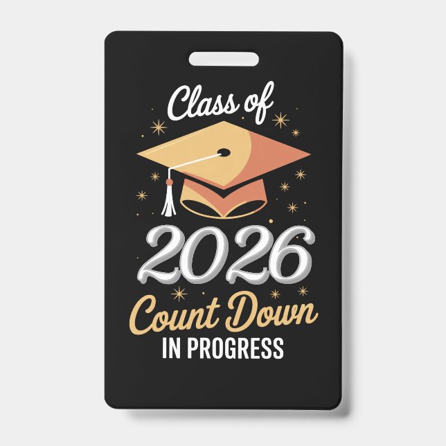 Class Of 2026 Count Down In Progress Peronalized  Badge (Front)