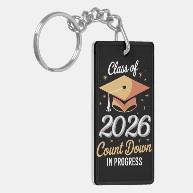 Class Of 2026 Count Down In Progress Peronalized  Keychain (Front Left)