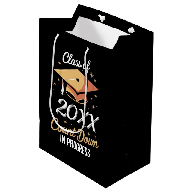 Class Of 2026 Count Down In Progress Personalized  Medium Gift Bag (Front Angled)