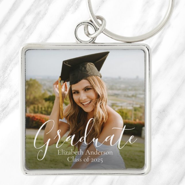 Class of 2026 Custom Graduate Script Photo Keychain (Class of 2025 Custom Graduate Script Photo Keychain)