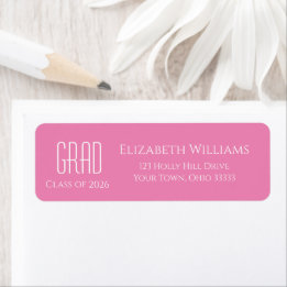 Class of 2026 Cute Pink Graduation Return Address