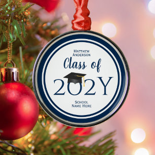 Class of 2026 Elegant Graduation Cap Graduate Metal Ornament