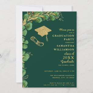 Class of 2026 Emerald Green and Gold Graduation Invitation