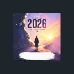 Class of 2026 Future Path Grad Design Canvas Print<br><div class="desc">Visually powerful Class of 2026 graduation artwork featuring a lone graduate standing at the start of a glowing path leading into a radiant future. The surreal split-world composition—dark past behind, bright horizon ahead—creates strong emotional impact and high conversion potential. Perfect for personalized graduation gifts across high school, college, and university...</div>