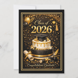 Class of 2026 Gold and Black Graduation Card