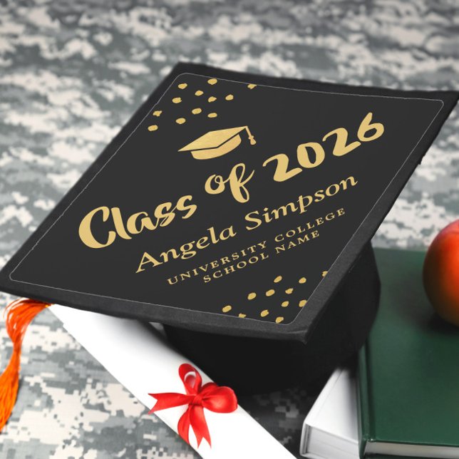 Class of 2026 Gold Brush Script Stunning Graduatio Graduation Cap Topper (Creator Uploaded)