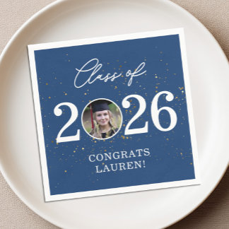 Class of 2026 Gold Glitter Graduation Napkin