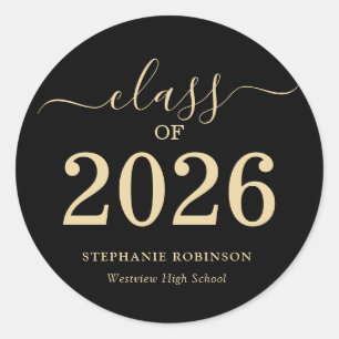 Class of 2026 Gold Script Graduation Classic Round Sticker