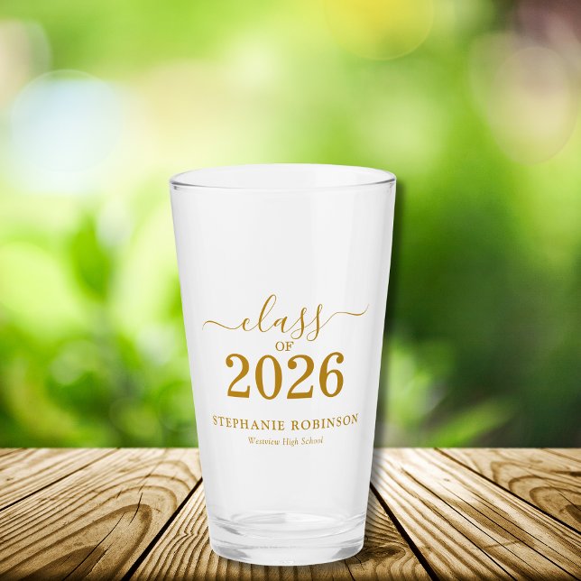 Class of 2026 Gold Script Typography Graduation  Glass (Creator Uploaded)