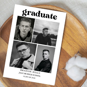 CLass of  2026 Grad Party  Graduation black white Invitation