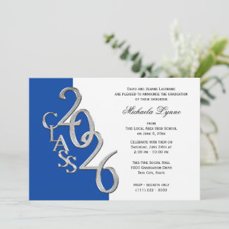 Class of 2026 Grad Silver with Colour Option Invitation