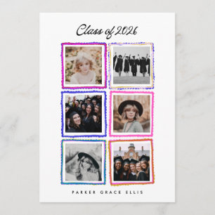 Class of 2026 Graduate 6 Photo Collage High School Announcement