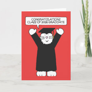 Class of 2026 Graduate Cartoon Cat Holiday Card