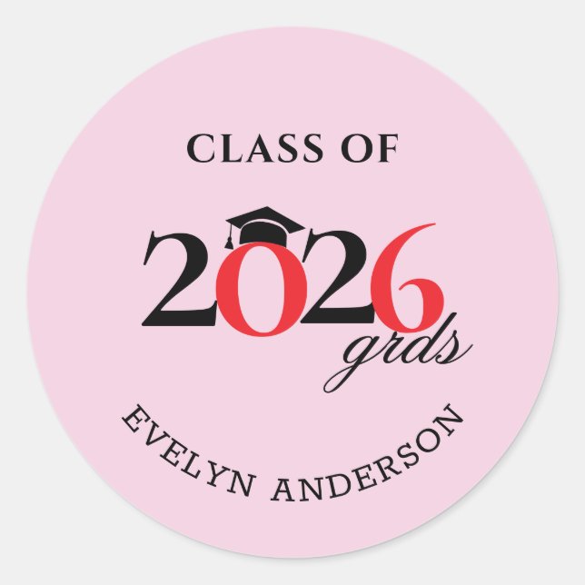 Class of 2026 Graduate Hershey's Candy Favours Classic Round Sticker (Front)