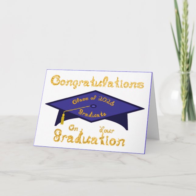 Class of 2026 Graduate Navy Blue Gold Card (Front)