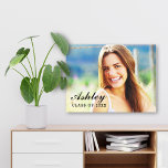 Class of 2026 Graduate Photo Graduation Canvas Print<br><div class="desc">Display a personalized photo of your high school or college graduate in style with this wrapped canvas wall art print. Simple and minimal design features a photo of the grad, accented with a modern and elegant script text overlay of the grad's name and class year. Black text color and font...</div>