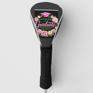 Class of 2026 Graduate She Did It Pink Floral mug Golf Head Cover