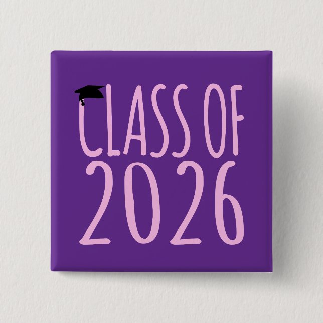 Class of 2026 Graduation  2 Inch Square Button (Front)