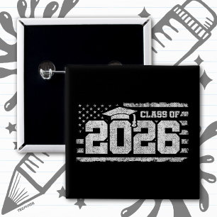 Class of 2026 Graduation American Flag Senior 2026 2 Inch Square Button