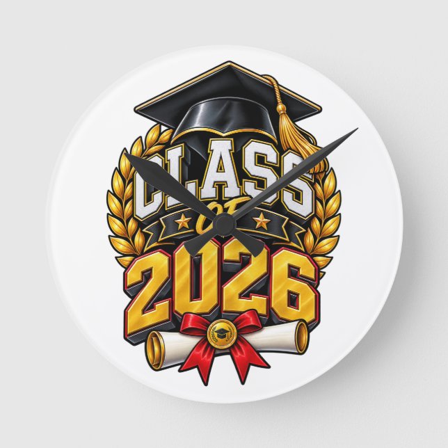 Class of 2026 Graduation Celebration Design Round Clock (Front)