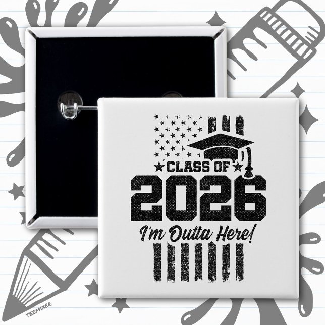 Class of 2026 Graduation Distressed Flag Design 2 Inch Square Button (Creator Uploaded)