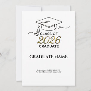 Class of 2026 Graduation Invitation Gold and Black