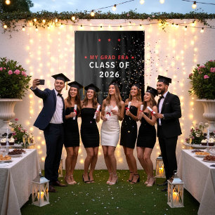 Class of 2026 Graduation Photo Booth Backdrop Red  Tapestry