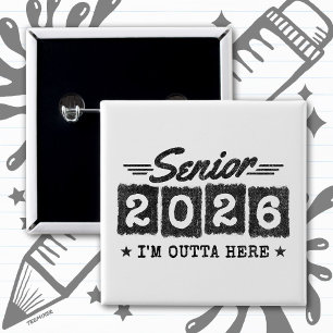 Class of 2026 Graduation Retro Vintage Senior 2026 2 Inch Square Button
