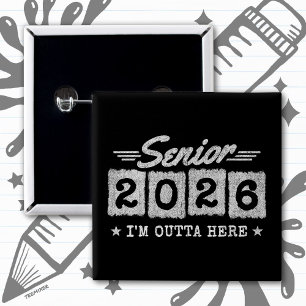 Class of 2026 Graduation Retro Vintage Senior 2026 2 Inch Square Button