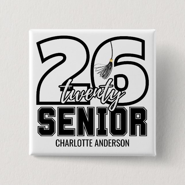 Class of 2026 Graduation Tassel 2 Inch Square Button (Front)