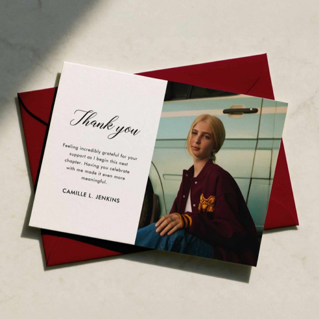 Class of 2026 Graduation Thank You Card (Modern Minimalist Graduation Photo Thank you card)