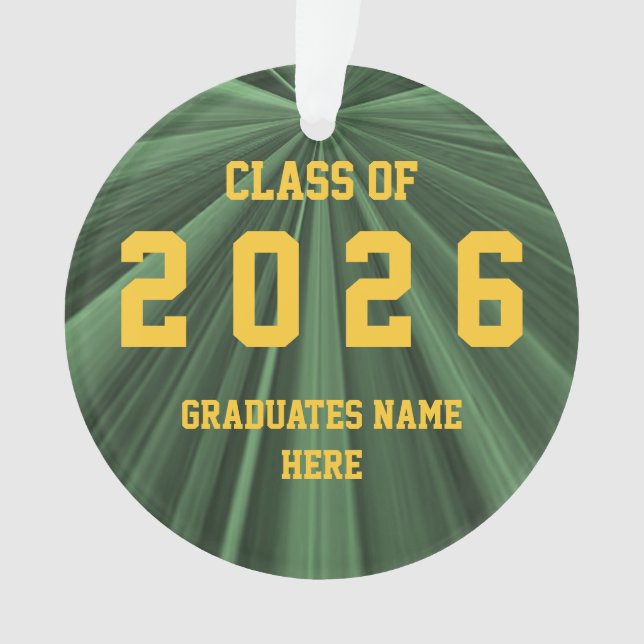 Class of 2026 Green and Gold Ornament by Janz (Front)