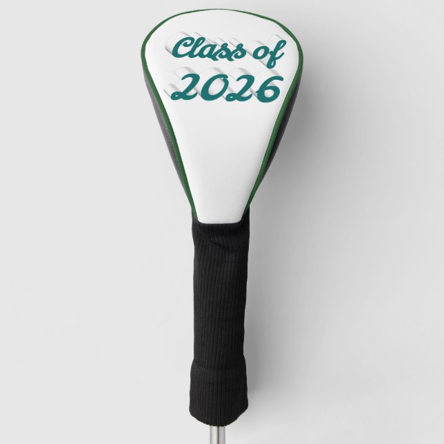 Class of 2026 green script graduation  golf head cover (Front)