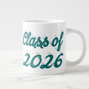 Class of 2026 green script graduation large coffee mug